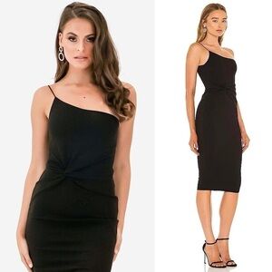 NWT‎ NOOKIE 90s One Shoulder Sleeveless Twist Front Scuba Bodycon Midi Dress XS